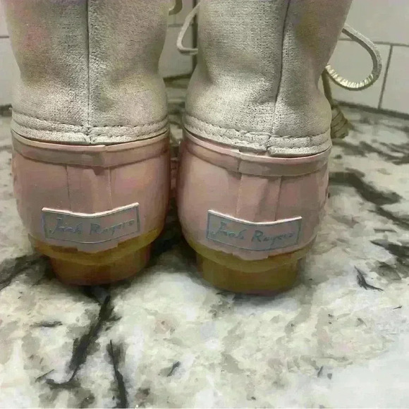 Jack Rogers Chloe Blush Metallic Rain Duck Boots Women's 7M NWOB Sherpa Lining - Picture 7 of 8